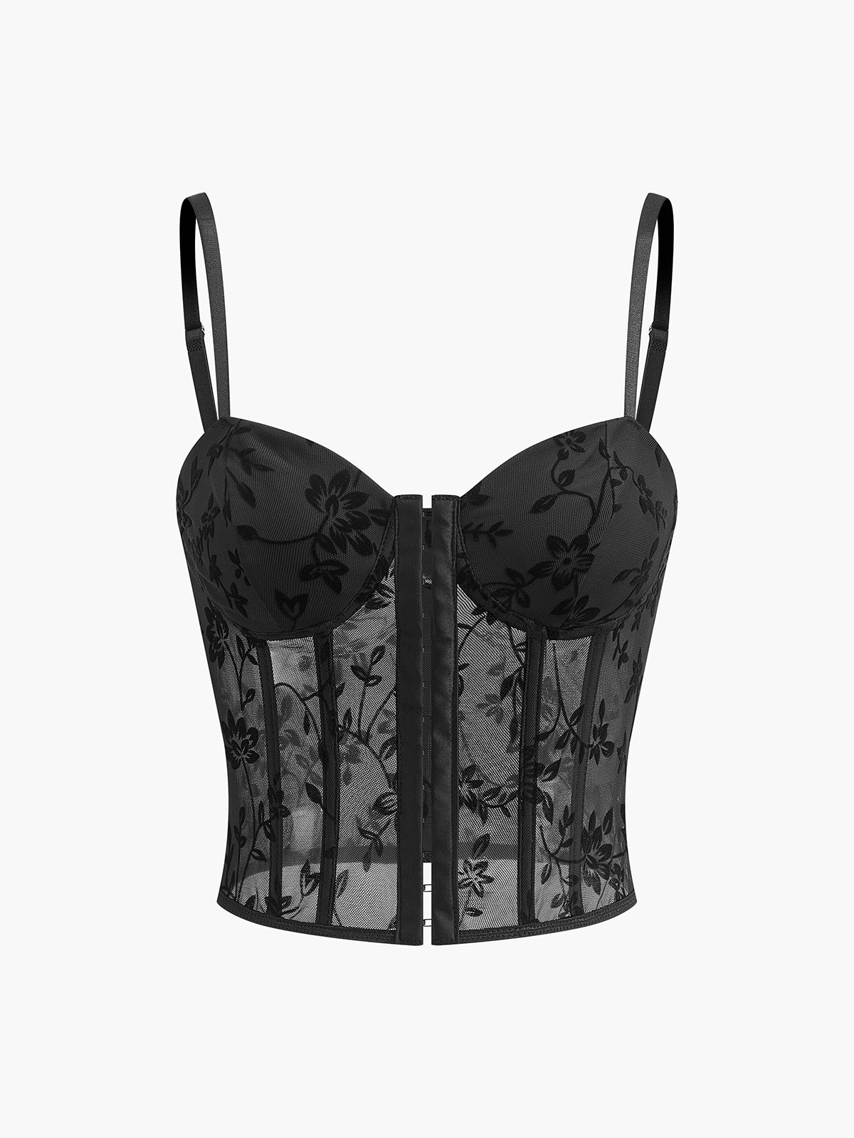 Floral Sheer Mesh Structured Corset