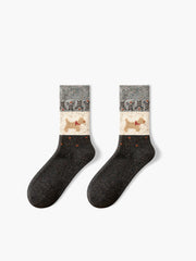 1pr Puppy Pattern Wool Socks