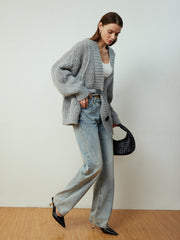 Cable-Knit Button Cardigan