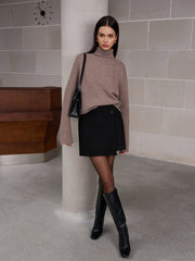 Button Tweed Warm Skirt