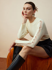 Elegant Lace Panel Knit Top