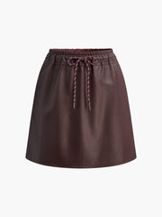 Drawstring Faux Leather Skirt
