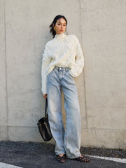 Raw Hem Turtleneck Sweater