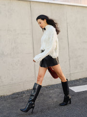 Raw Hem Turtleneck Sweater