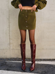 Suede Zipper Mini Skirt