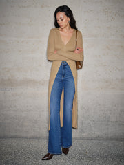 V-Neck Breasted Long Cardigan