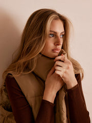 Turtleneck Quilted Zipper Vest