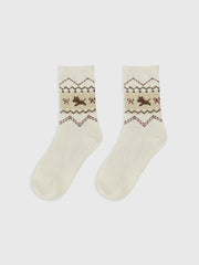 1pr Wool-Blend Puppy-Pattern Socks