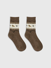 1pr Wool-Blend Puppy-Pattern Socks