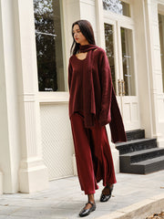 Wool-Blend Loose Sweater With Matching Scarf