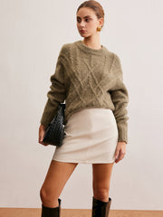 Wool-Blend Twist Shift Sweater