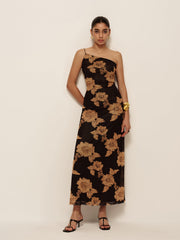 Asymmetrical Cold shoulder Printed Dress