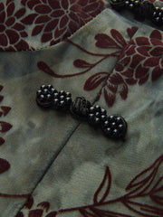 Semi-Sheer Button Detail Velvet Floral Cami Top