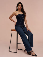 Mid-Waisted Straight-Leg Jeans