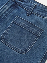 High-Waist Pocket Detail Wide-Leg Jeans