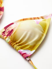 Jersey Floral Print Tie-Neck Bikini Set