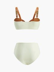 Embellished Color Block Retro Bikini Set