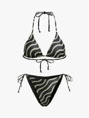 Wave Pattern Triangle Bikini Set