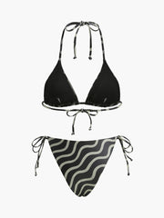 Wave Pattern Triangle Bikini Set