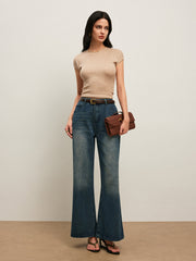 Back Tie Detail Ribbed T-Shirt
