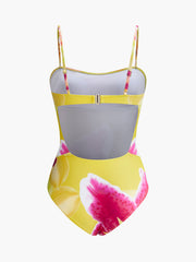 Jersey Cut-Out Floral One-Piece Swimsuit
