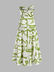 Twist Front Strapless Pleated Dress