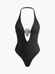Plunge Halter One-Piece Swimsuit