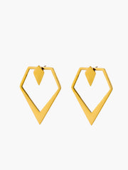 Geometric V-Shaped Gold Stud Earrings