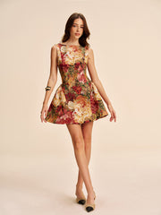 Floral Backless Flare Dress