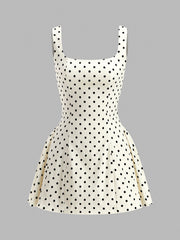 Polka Dot Lace-Up Back Dress