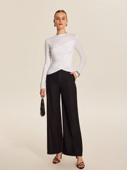 Twist-Front Long Sleeve Top