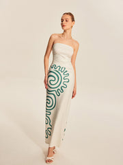 Strapless Ruched Print Dress