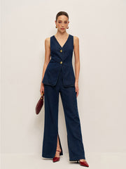 Classic Denim Button Vest