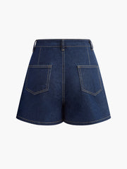 Denim Pocket Detail Shorts Set