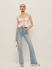 Ruffle Sleeve Tie-Front Bustier Top