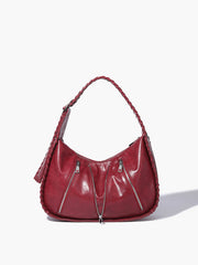 Soft-Buckle Zip-Decor Armpit Bag