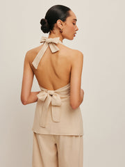 Halter Neck Bow-Tie Pants Set