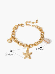 Gold Chain Seashell Charm Bracelet