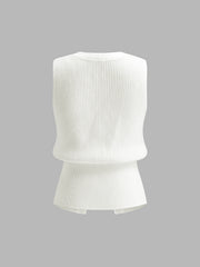 Metal Buckle Waisted Sweater Vest