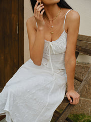 Embroidered Lace-Up Crop Top With Skirt Set