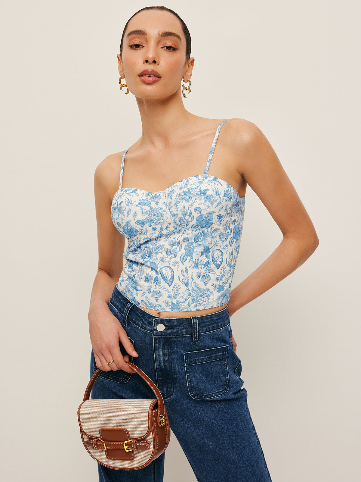 Floral Print Corset Crop Top
