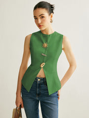 Metal Detail Split Vest