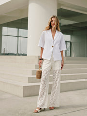 Cotton & Linen Metal Collar Blouse