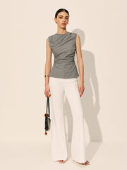 Gingham Ruched Sleeveless Top