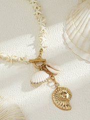 Starfish & Shell Pendant Beaded Necklace