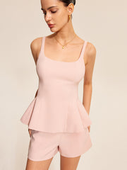 Peplum Tank Top With Shorts Set