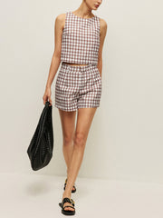Checkerboard Sleeveless Crop Top With Shorts Set