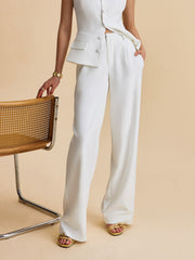 Pockets Buttoned Sleeveless Pants Set