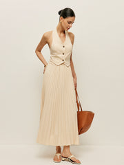 Vest With Pleated Skirt Set