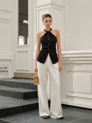 Halter Asymmetrical-Neck Split Top